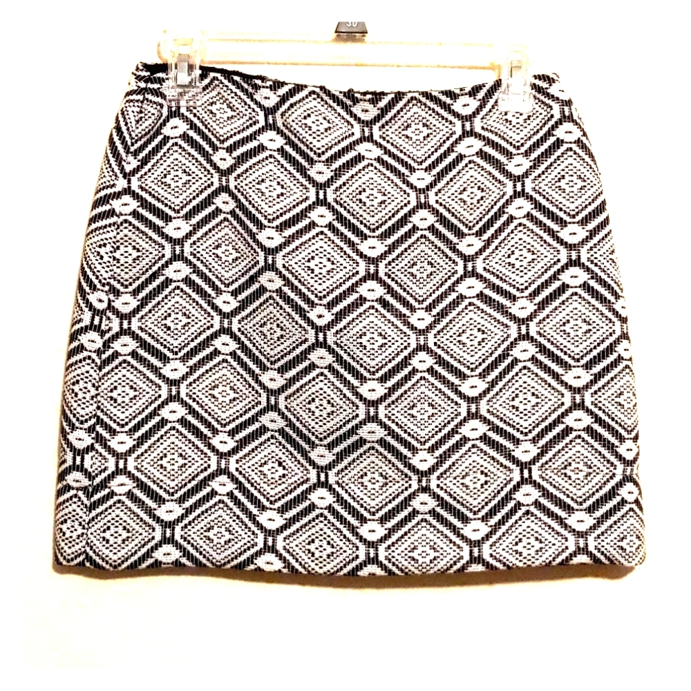 J. Crew, black and white mini skirt